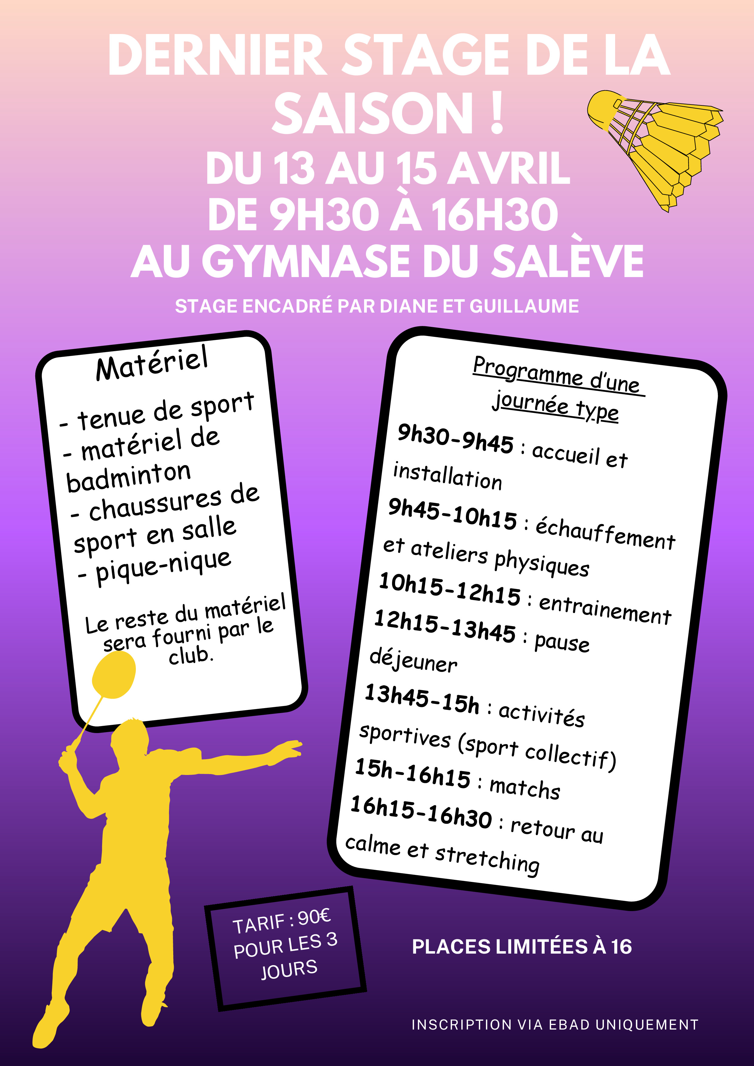 Stage de printemps du B2A74